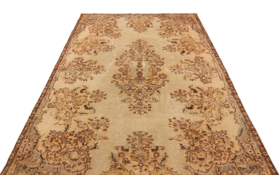 Bej Gri Anadolu Eskitme Madalyonlu Yün Halı 177x300 - Özel Seri