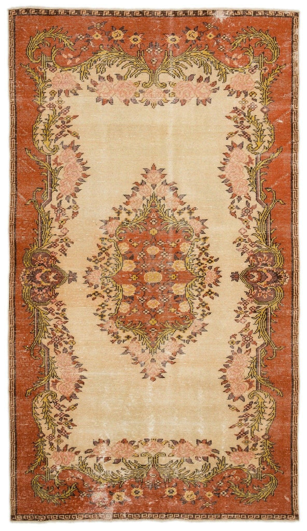 Antrasit Bej Anadolu Eskitme Geometrik Yün Halı 172x306 - Özel Seri