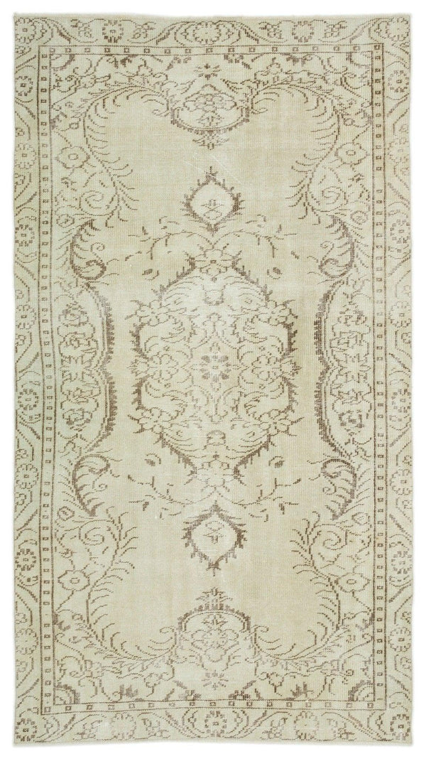 Bej Krem Anadolu Eskitme Madalyonlu Yün Halı 150x274 - Özel Seri