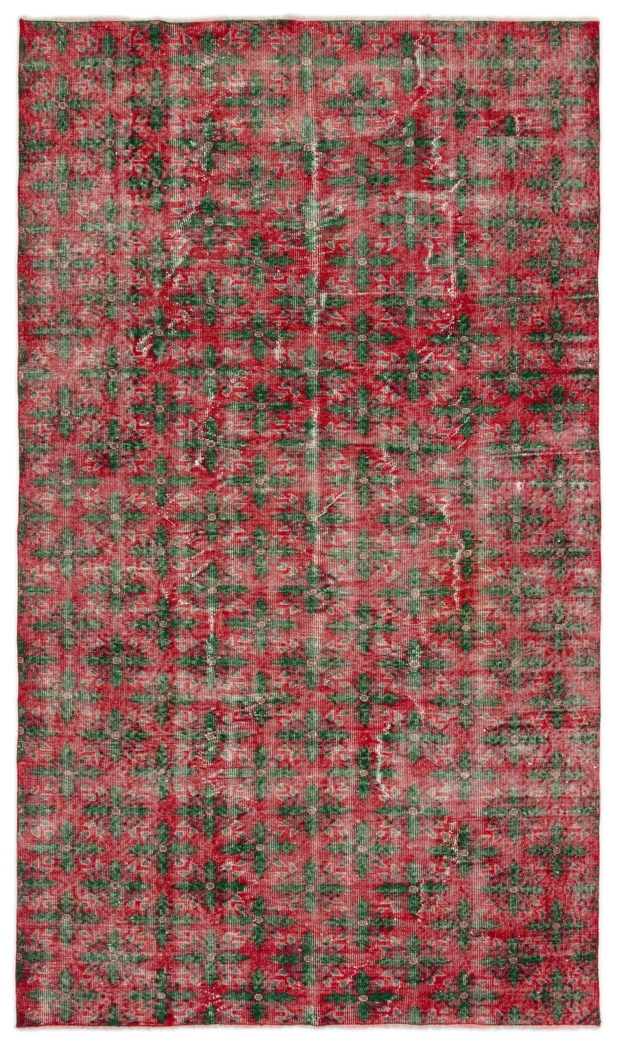 Red Geometric Vintage Turkish Rug 167x280 cm (5'6" x 9'2") – in the hallway
