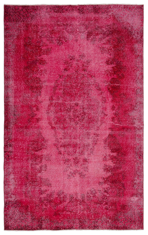 Bordo Pembe Anadolu Eskitme Madalyonlu Yün Halı 165x268 - Özel Seri