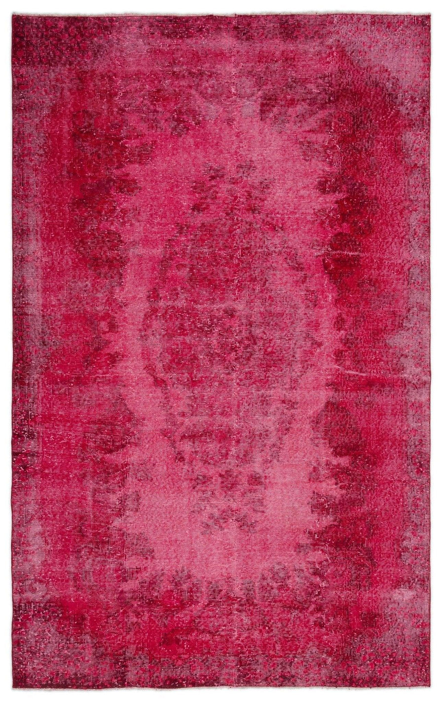 Pink and Red Abstract Hand-Knotted Wool Rug 165x268 cm (5'5" x 8'10") – in the living room