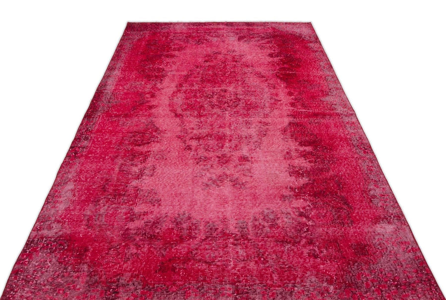 Bordo Pembe Anadolu Eskitme Madalyonlu Yün Halı 165x268 - Özel Seri