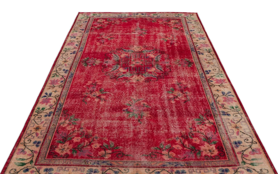 Bej Krem Anadolu Eskitme Geometrik Yün Halı 177x280 - Özel Seri