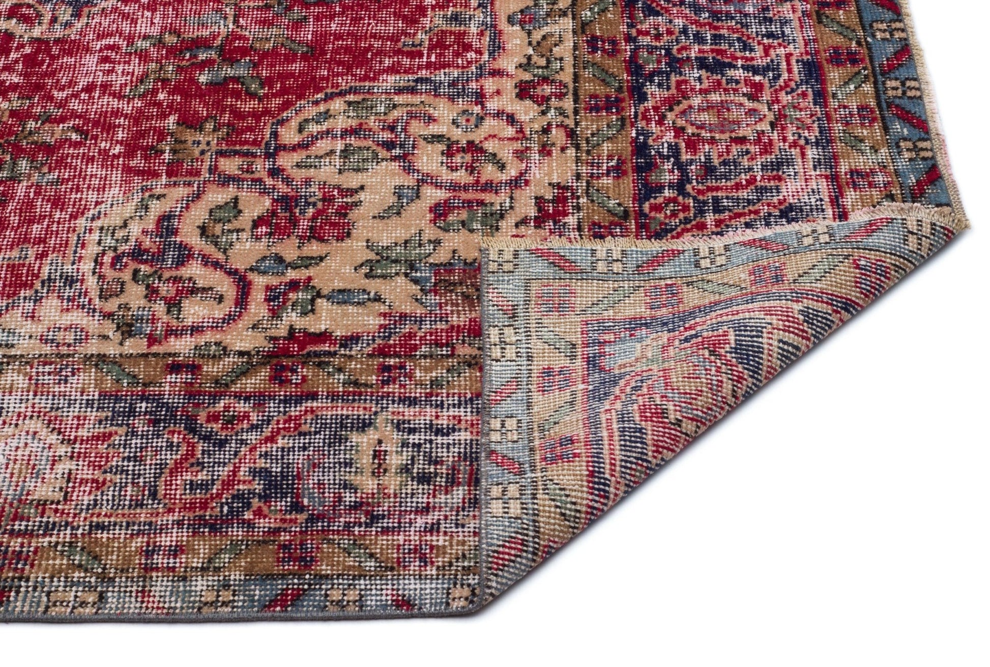 Atina 18814 Kırmızı Eskitme Yün El Dokuma Halısı 165 x 272 - El Dokuma - HALI.NET