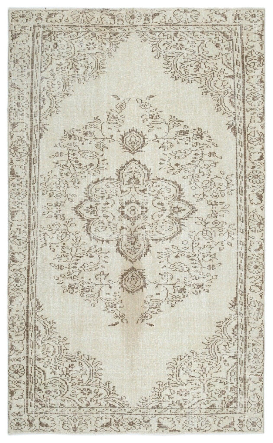 Cream Medallion Vintage Turkish Rug 160x260 cm (5'3" x 8'6") – in the hallway