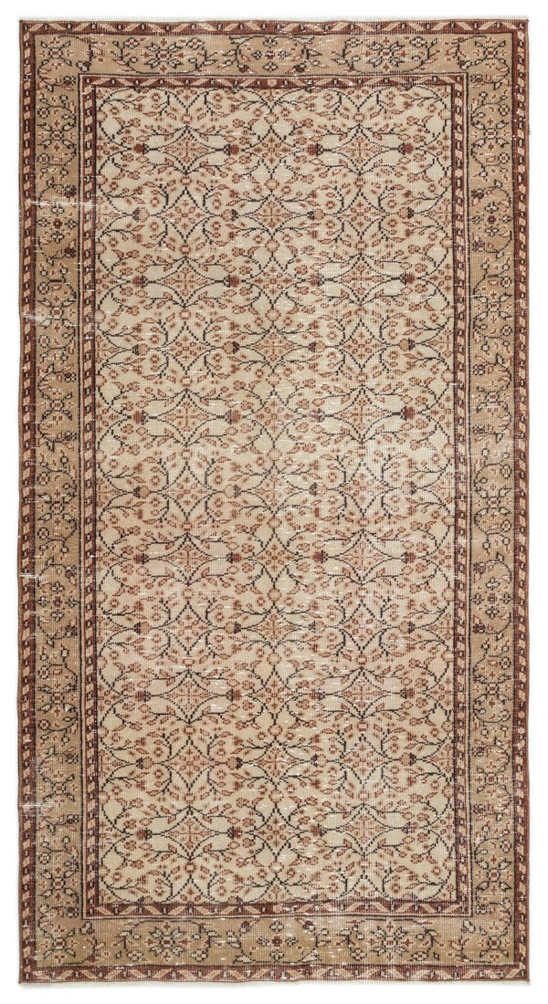 Bej Krem Anadolu Çiçekli Yün Halı 148x263 - Özel Seri