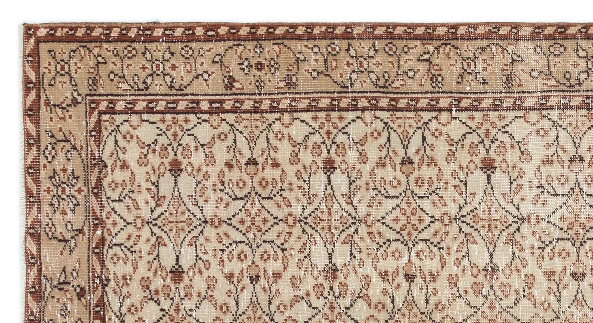 Bej Krem Anadolu Çiçekli Yün Halı 148x263 - Özel Seri