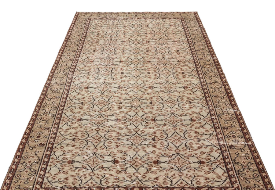 Bej Krem Anadolu Çiçekli Yün Halı 148x263 - Özel Seri