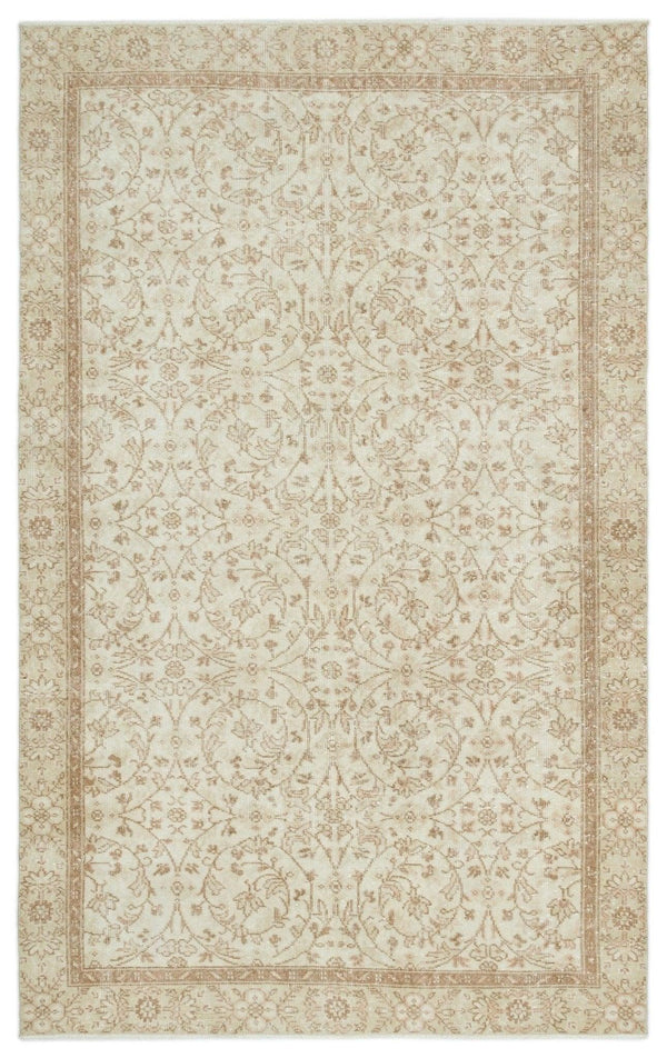 Bej Krem Anadolu Geometrik Çiçekli Yün Halı 170x281 - Özel Seri