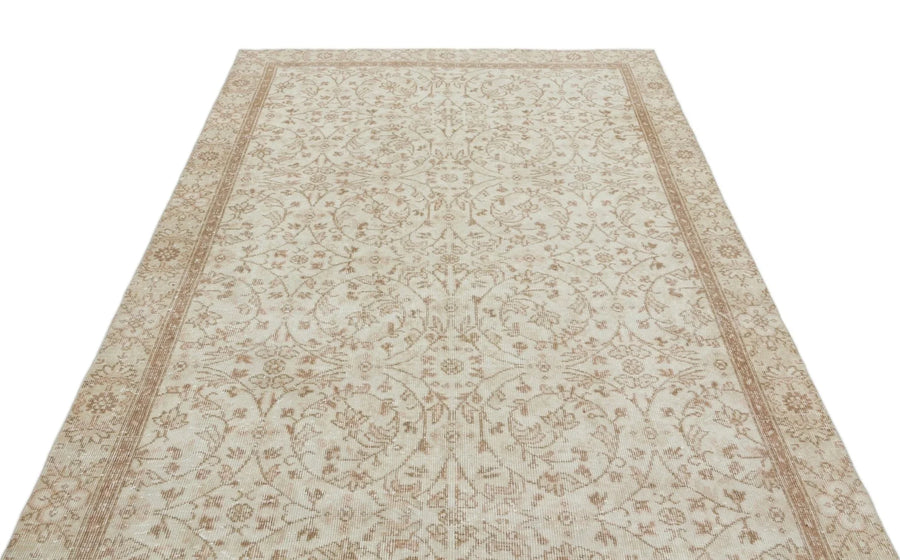 Bej Krem Anadolu Geometrik Çiçekli Yün Halı 170x281 - Özel Seri