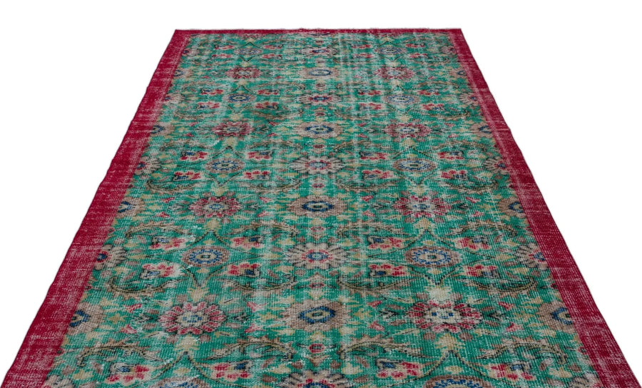 Krem Kırmızı Anadolu Bohem Eskitme Yün Halı 187x288 - Özel Seri