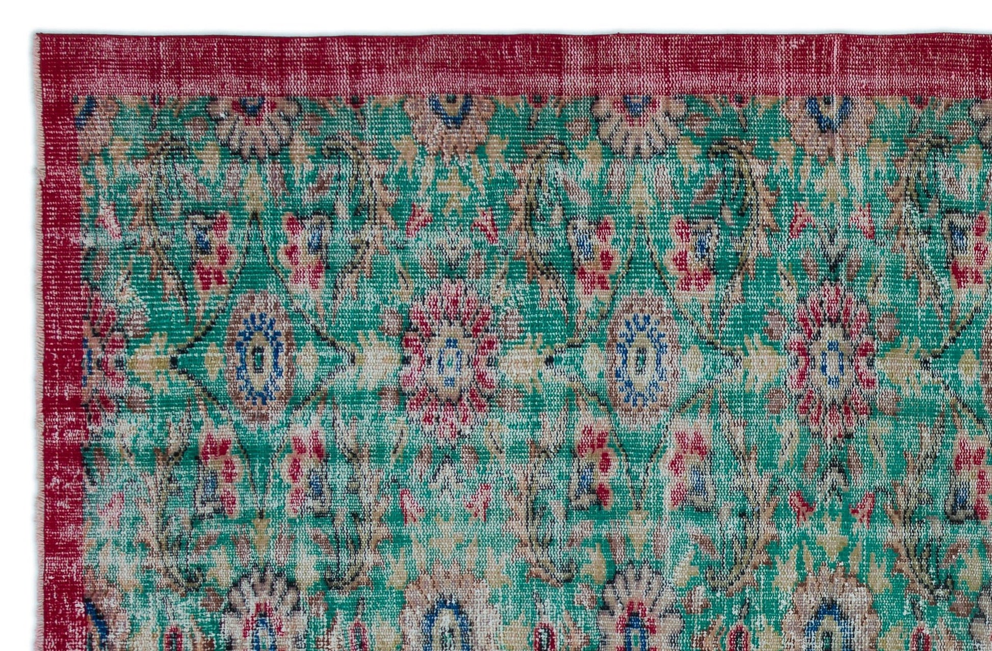 Atina 22677 Yeşil Eskitme Yün El Dokuma Halısı 187 x 288 - El Dokuma - HALI.NET