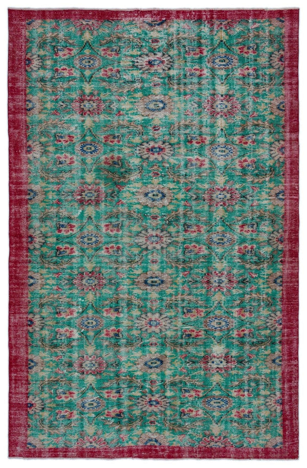 Krem Kırmızı Anadolu Bohem Eskitme Yün Halı 187x288 - Özel Seri