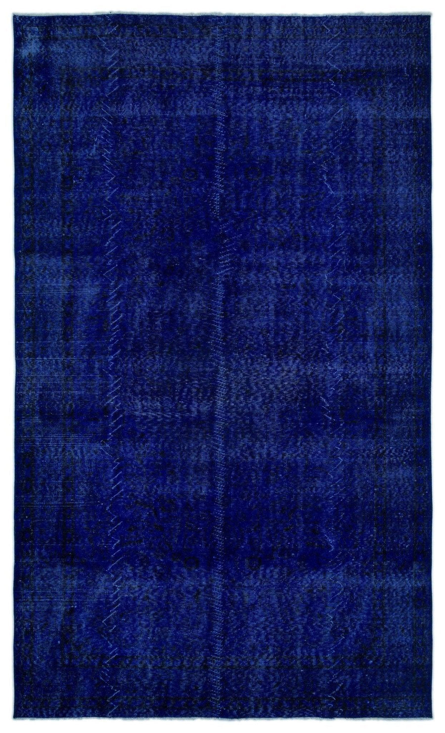Navy Blue Abstract Overdyed Wool Rug 171x295 cm (5'7" x 9'8") – in the hallway