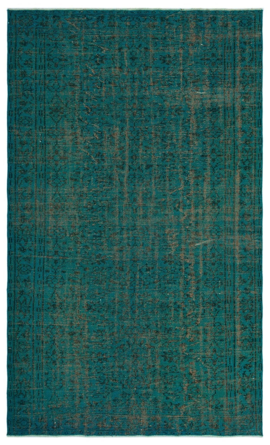 Turkuaz Soyut Desenli Yün El Dokuma Halı 167x273 cm – Koridor kullanımı