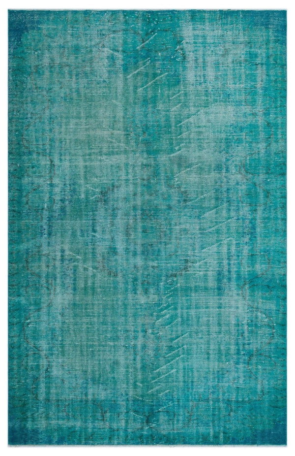 Krem Mavi Bohem Eskitme Yün Halı 168x272