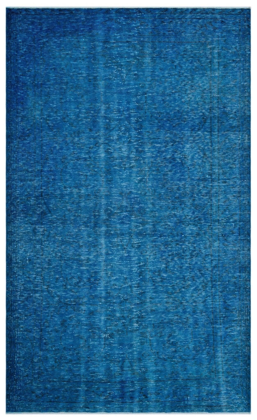 Solid Blue Hand-Knotted Wool and Cotton Rug 180x297 cm (5'11" x 9'9") – in the hallway