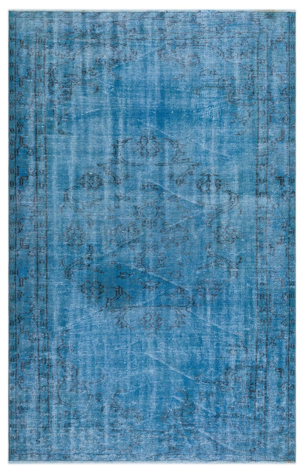 Gri Mavi Bohem Eskitme Yün Halı 147x235
