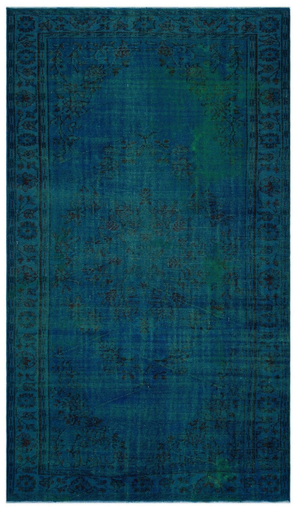 Mavi Siyah Bohem Eskitme Yün Halı 185x313