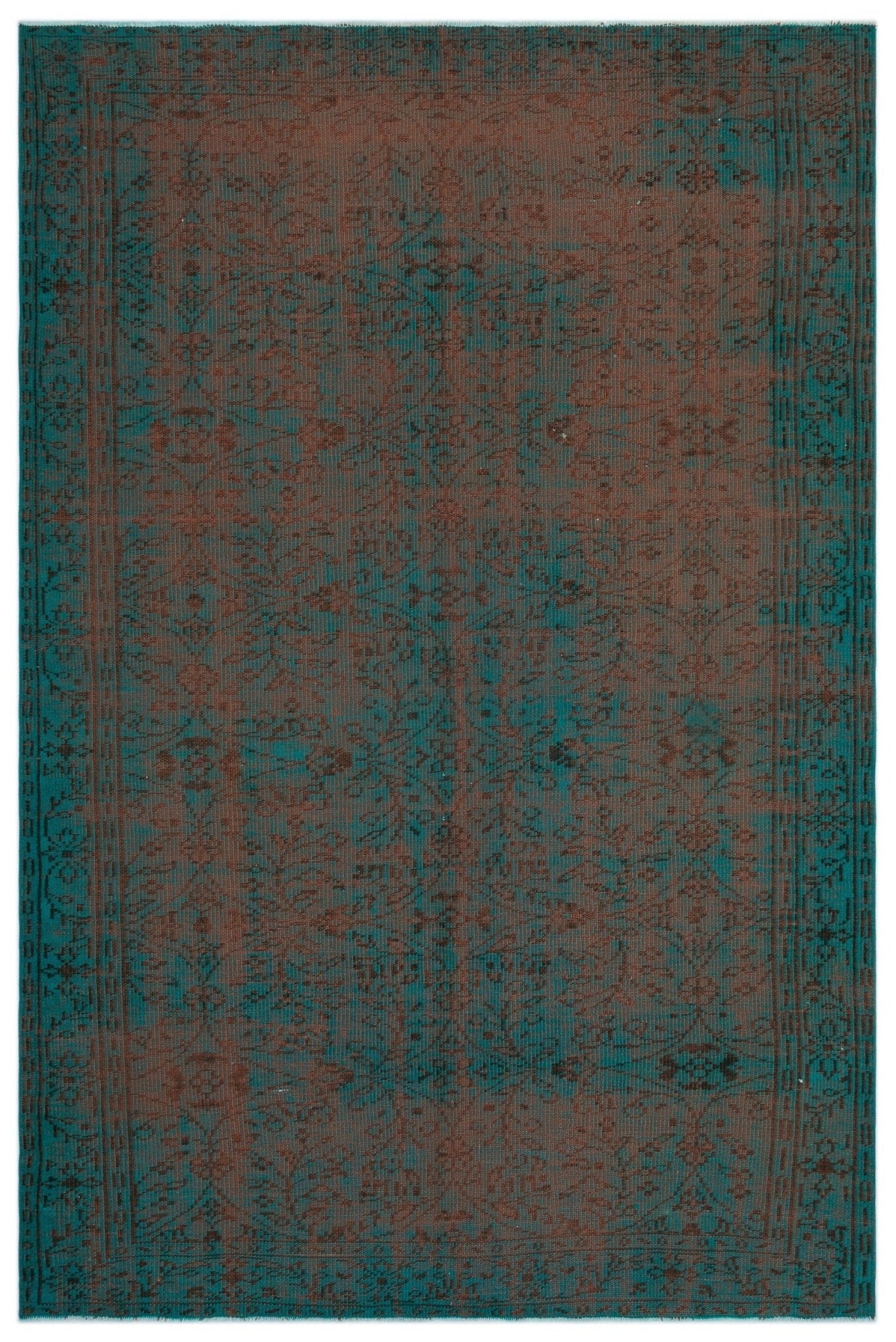 Atina 24256 Yeşil Eskitme Yün El Dokuma Halısı 188 x 288 - El Dokuma - HALI.NET