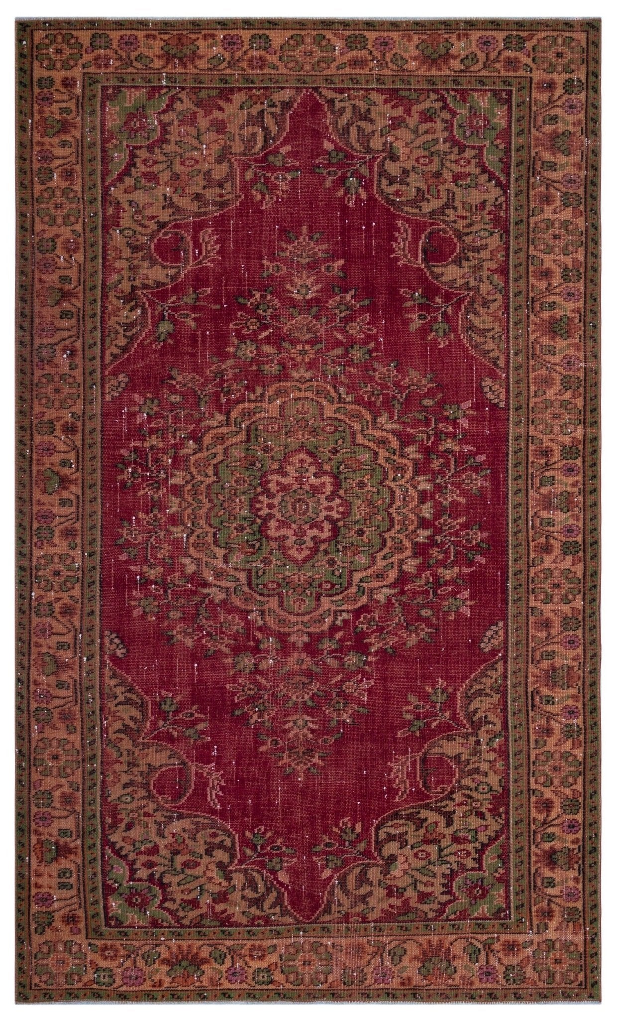 Atina 26990 Kırmızı Eskitme Yün El Dokuma Halısı 180 x 288 - El Dokuma - HALI.NET