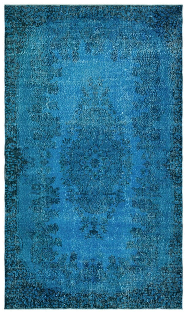 Mavi Siyah Bohem Eskitme Yün Halı 179x307