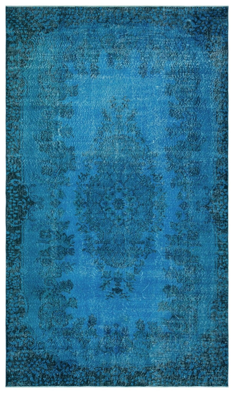 Blauer Vintage Orientteppich mit Medaillon 179x307 cm – im Wohnzimmer