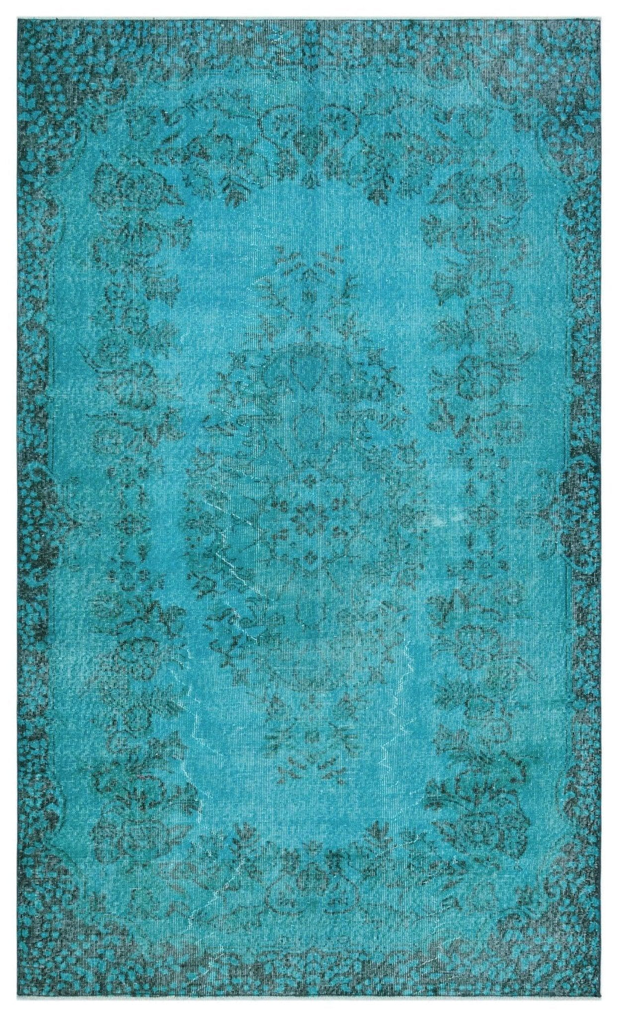 Vintage Turkish Kilim Rug in Turquoise & Grey 158x263 cm (5'2" x 8'8") – in the hallway