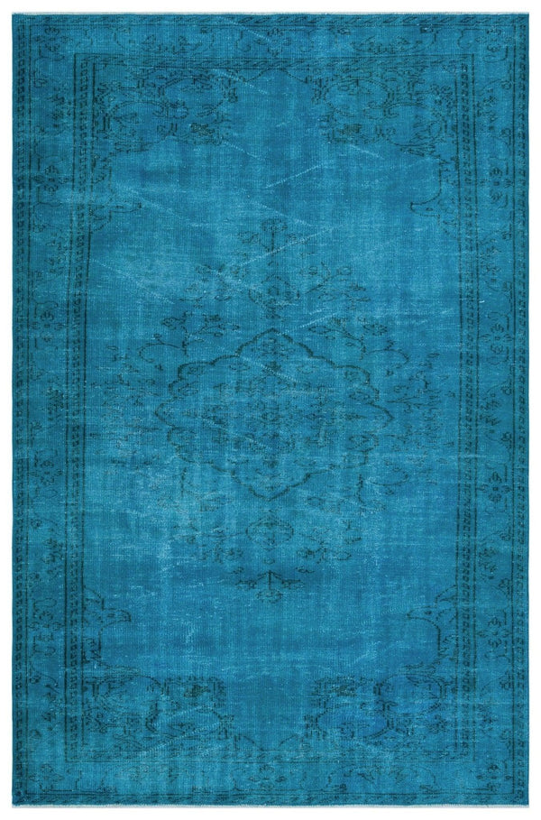 Mavi Siyah Bohem Eskitme Yün Halı 175x267