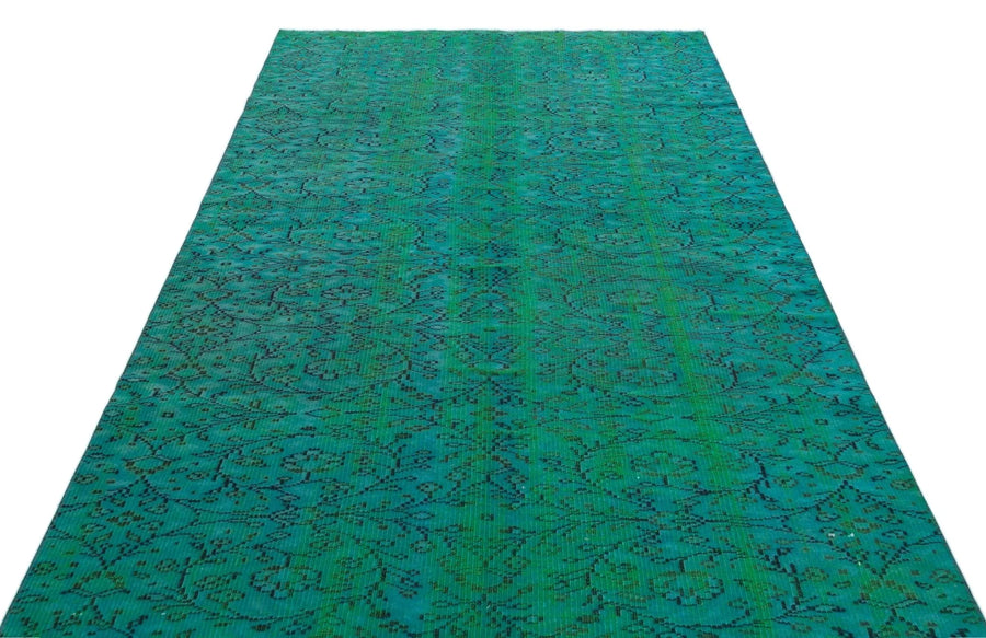 Yeşil Bohem Geometrik Yün Halı 162x258