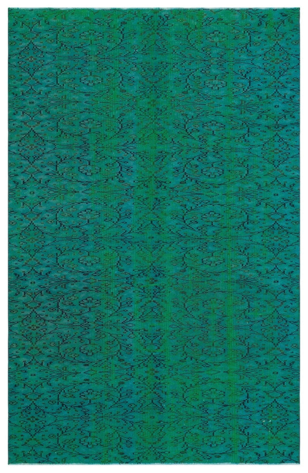 Yeşil Bohem Geometrik Yün Halı 162x258