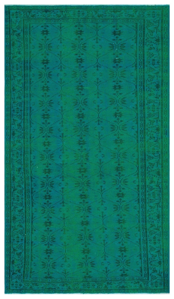 Siyah Yeşil Bohem Geometrik Yün Halı 154x261