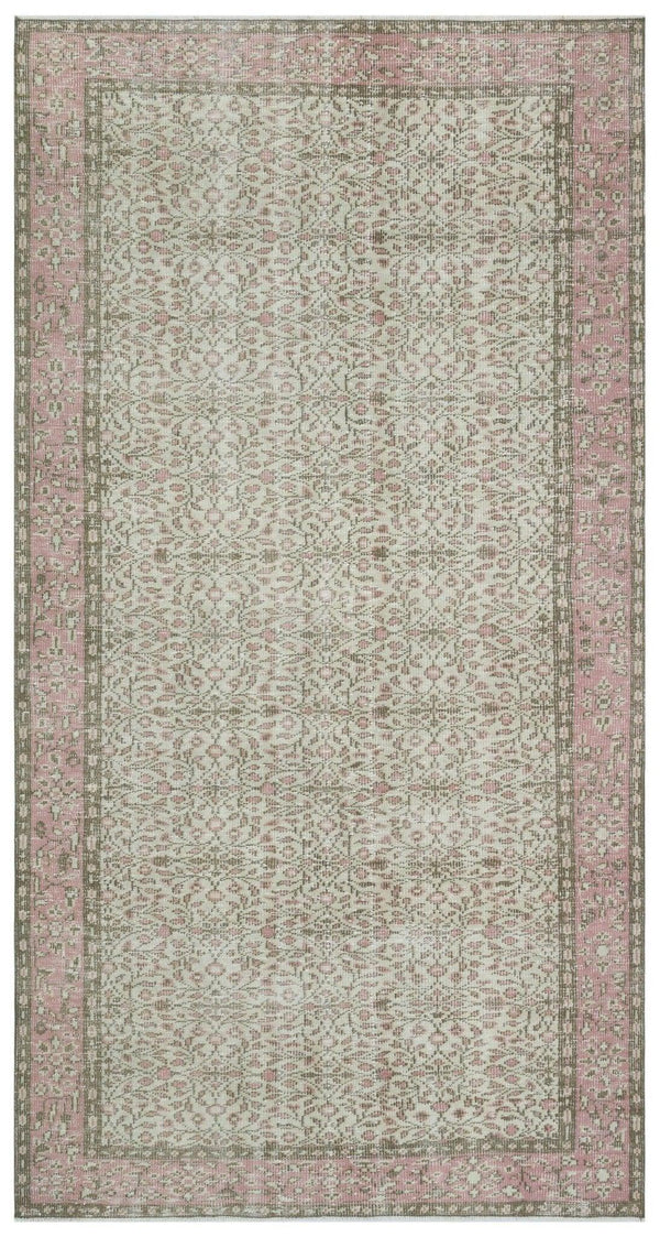 Bej Anadolu Geometrik Çiçekli Yün Halı 153x280 - Özel Seri