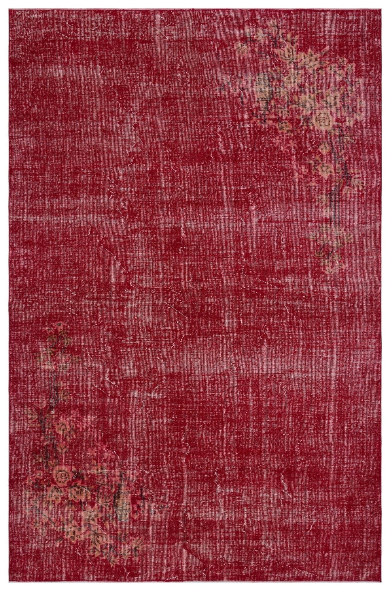 Atina 33484 Kırmızı Eskitme Yün El Dokuma Halısı 205 x 317 - El Dokuma - HALI.NET