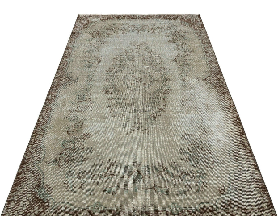 Gri Anadolu Eskitme Çiçekli Yün Halı 131x232 - Özel Seri