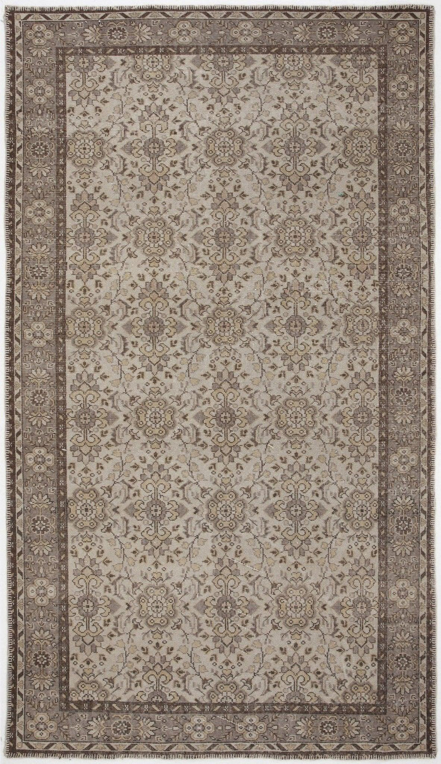 Bej Anadolu Eskitme Geometrik Yün Halı 165x293 - Özel Seri