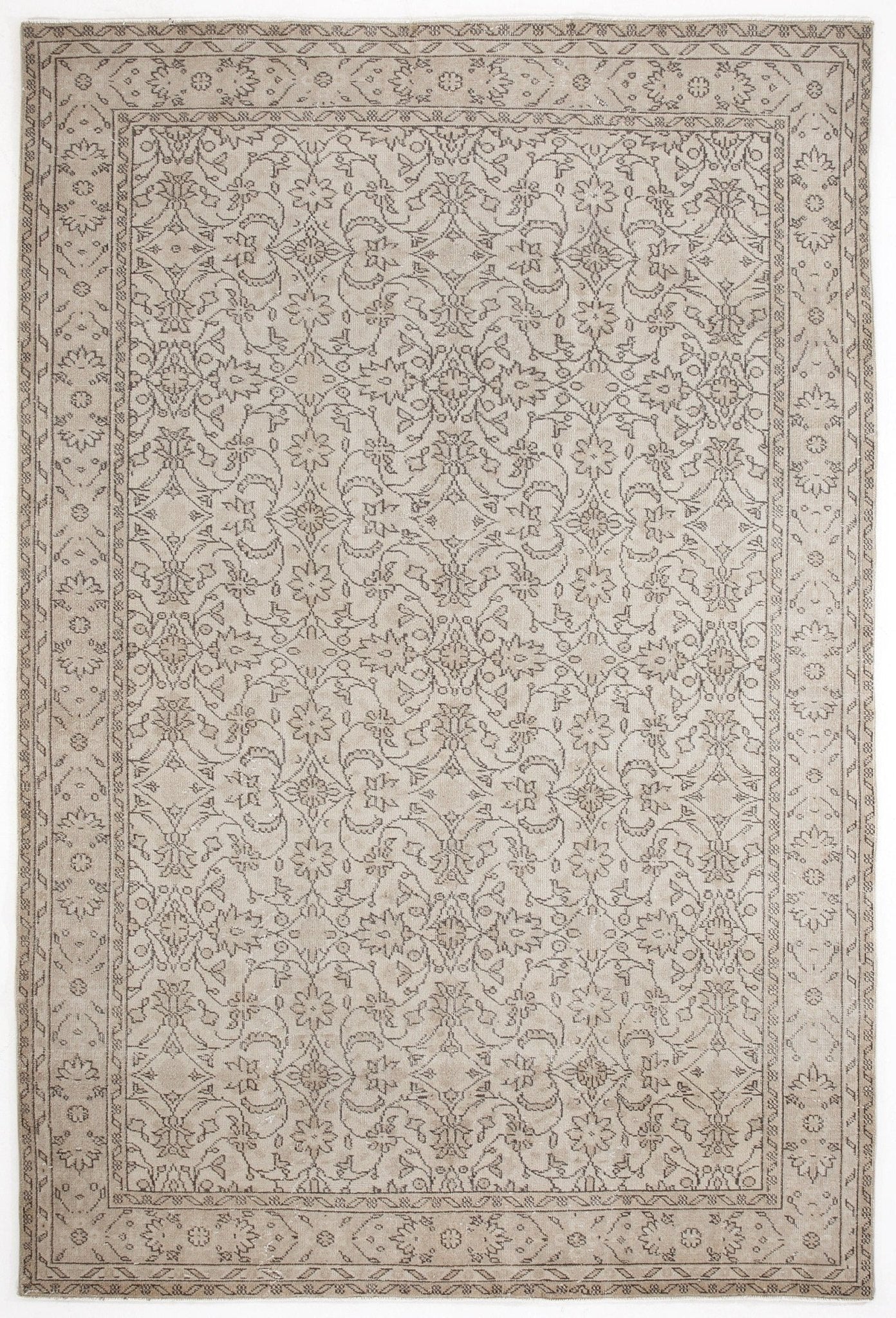 Atina 5514 Bej Eskitme Yün El Dokuma Halısı 186 x 282 - El Dokuma - HALI.NET