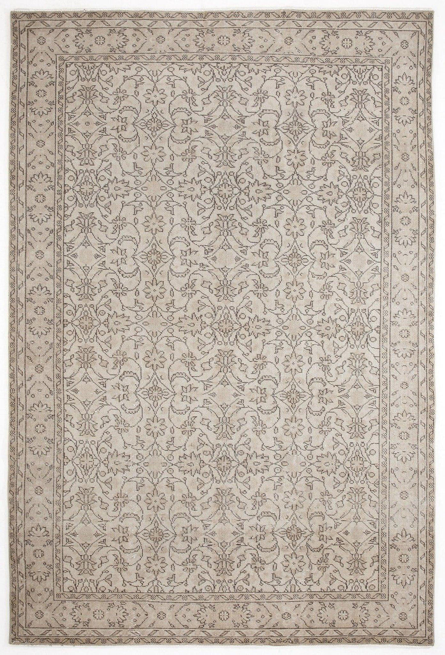 Bej Anadolu Geometrik Klasik Yün Halı 186x282 - Özel Seri