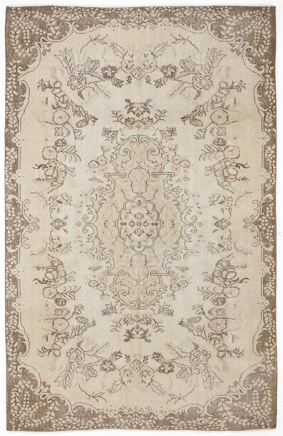 Bej Anadolu Eskitme Geometrik Yün Halı 169x268 - Özel Seri