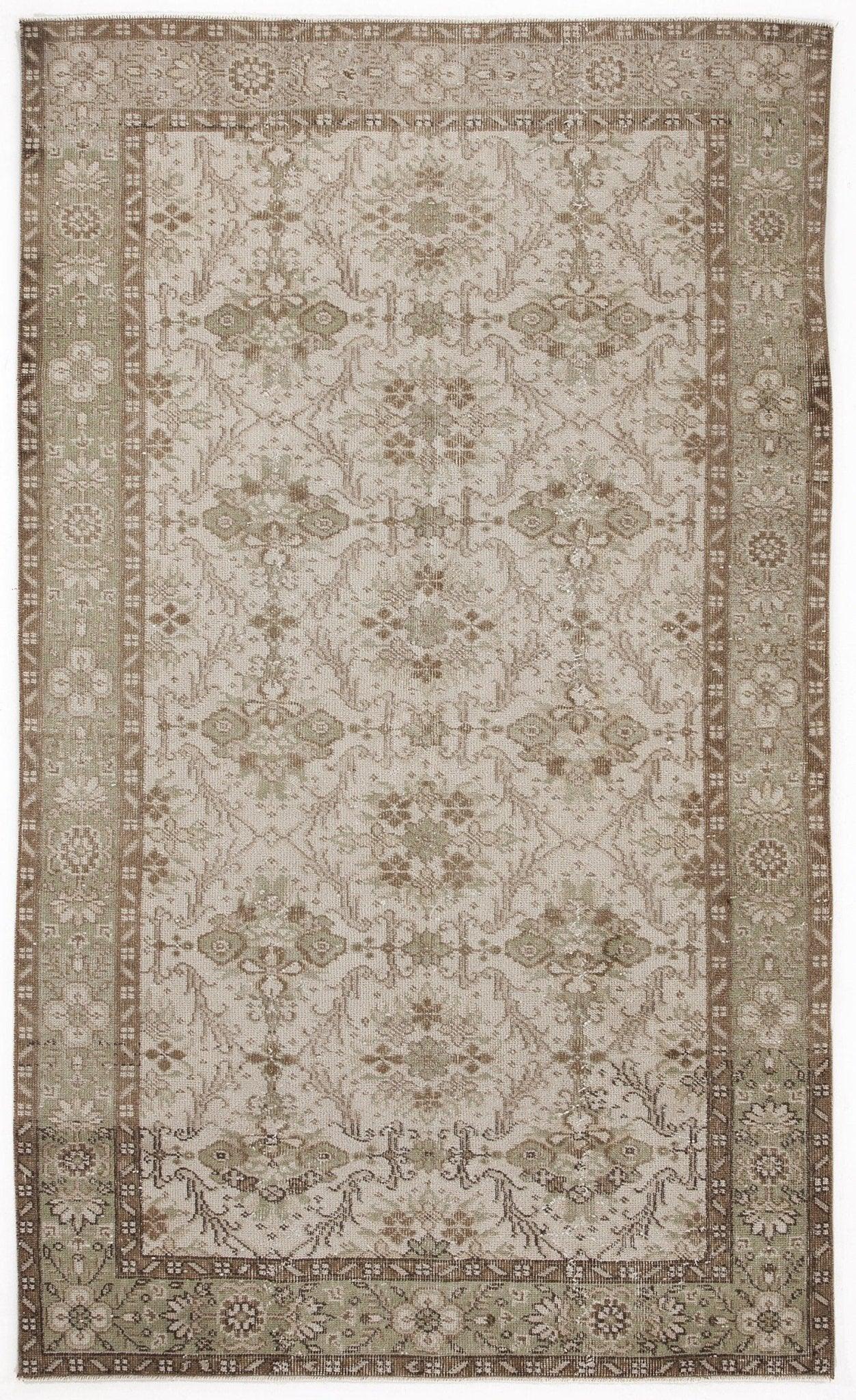 Bej Anadolu Çiçekli Yün Halı 147x248 - Özel Seri