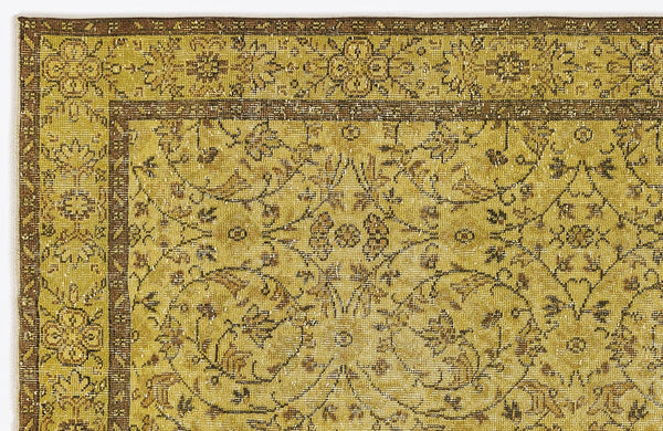 Sarı Eskitme Modern Yün Halı 167x290