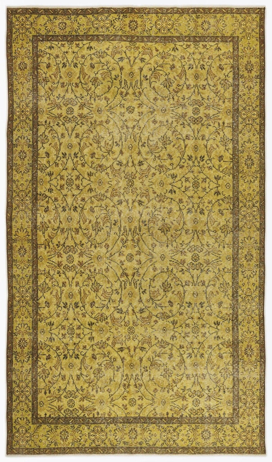 Sarı Eskitme Modern Yün Halı 167x290