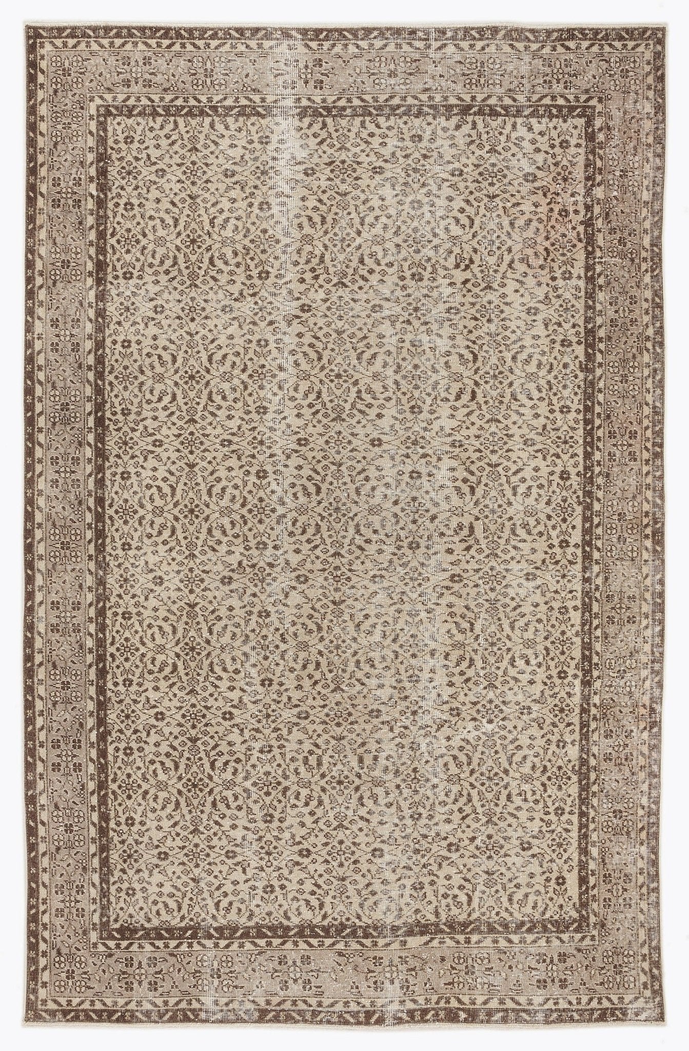 Atina 7293 Bej Eskitme Yün El Dokuma Halısı 192 x 290 - El Dokuma - HALI.NET