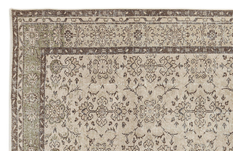 Bej El Dokuma Halı Çiçek Desenli Düz Dokulu Yün 188x292 cm – Oturma odası kullanımı
