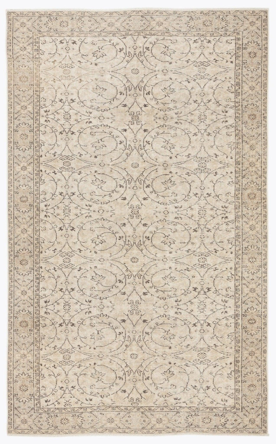 Bej Anadolu Eskitme Çiçekli Yün Halı 171x278 - Özel Seri