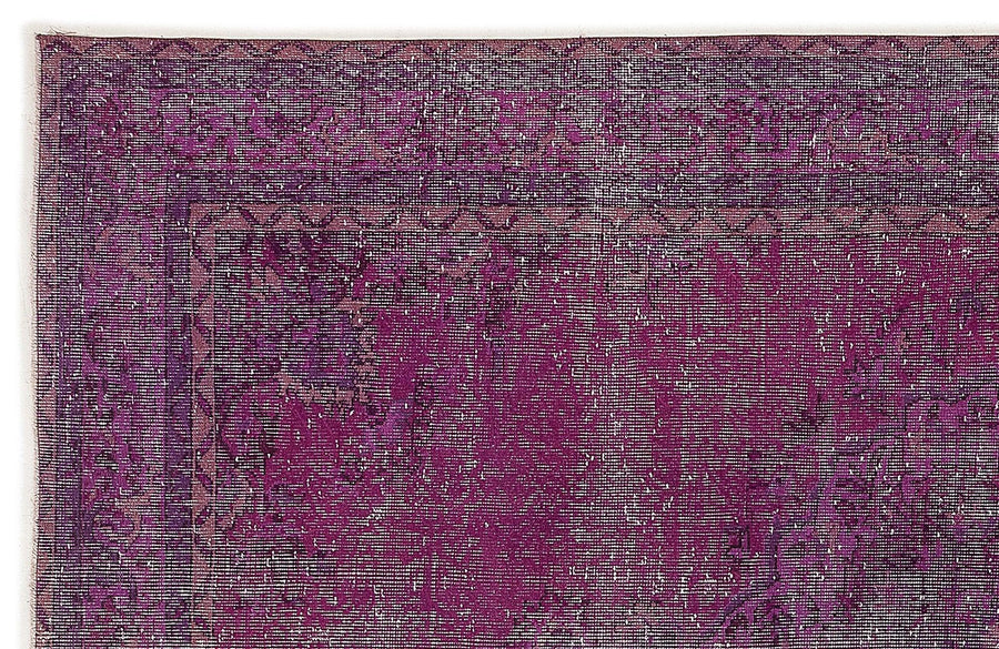 Purple and Grey Abstract Hand-Knotted Wool Rug 180x300 cm (5'11" x 9'10") – in the living room