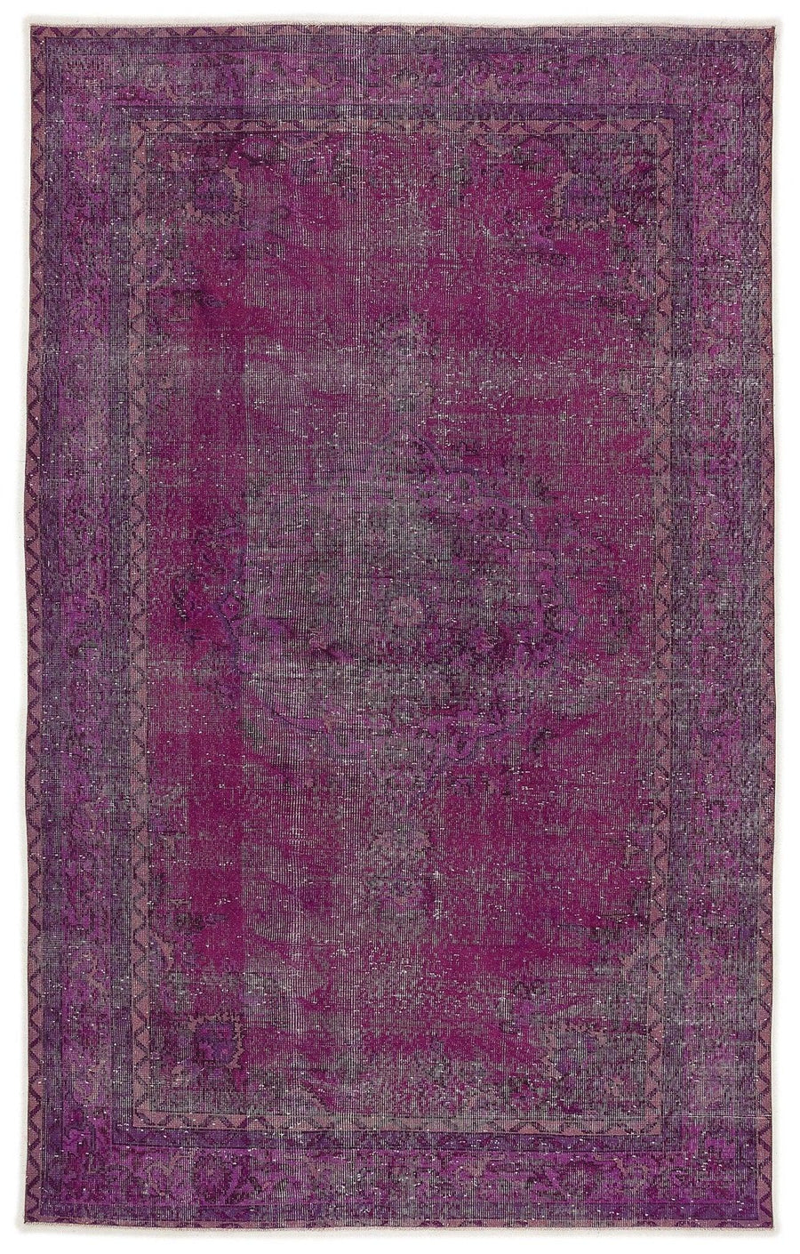 Pembe Anadolu Eskitme Geometrik Yün Halı 180x300 - Özel Seri