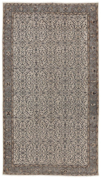 Gray & Beige Floral Turkish Kilim Rug 172x306 cm (5'8" x 10')