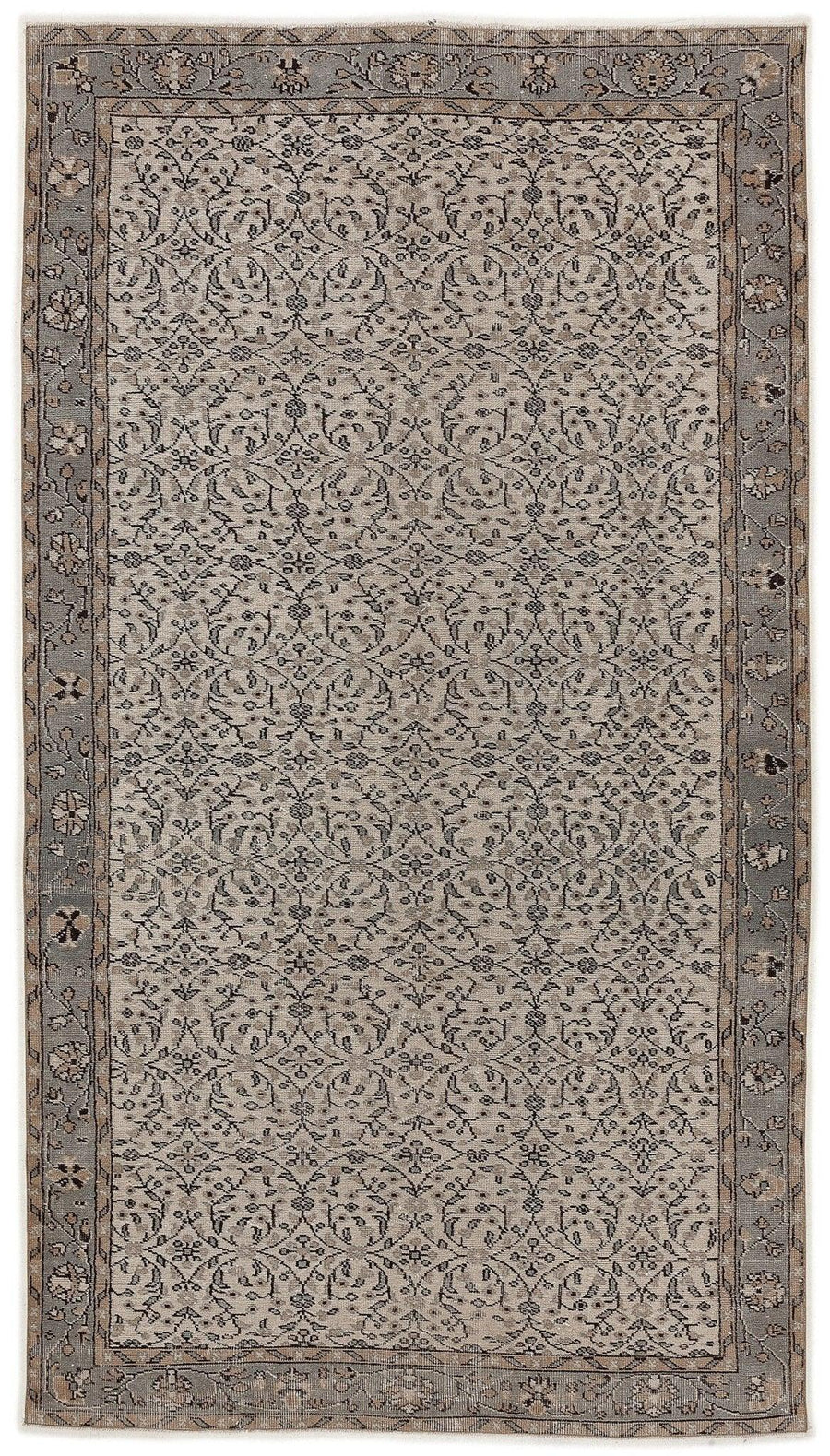 Bej Anadolu Eskitme Madalyonlu Yün Halı 172x306 - Özel Seri
